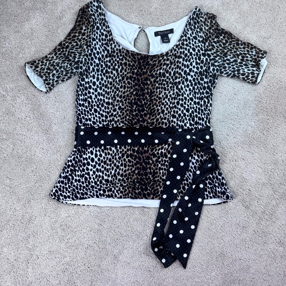 WHBM White House Black Market Knit Peplum Top Blouse Size Medium - Picture 4 of 10